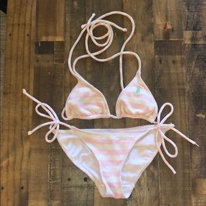 Pink+White Striped Vintage Juicy Couture Bikini